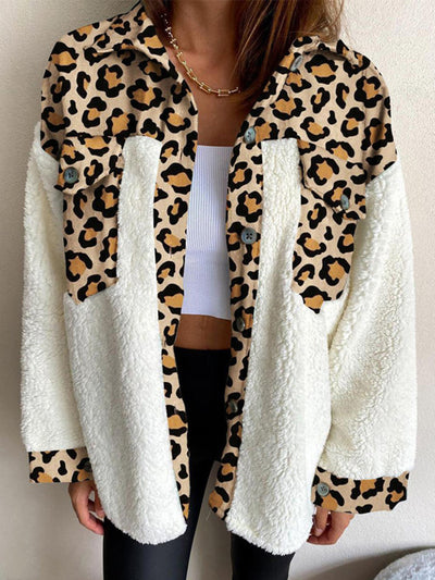 Explore More Collection - Fuzzy Button Up Long Sleeve Jacket