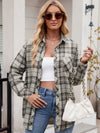 Explore More Collection - Pocketed Plaid Collared Neck Long Sleeve Shirt