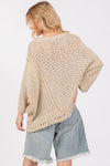 Explore More Collection - SAGE + FIG Distressed Asymmetrical Open Stitch Sweater