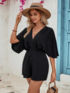 Explore More Collection - Cutout Surplice Half Sleeve Romper