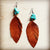 Explore More Collection - Tan Suede Feather Earrings with Turquoise Chunks