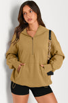 Explore More Collection - Pocketed Half Zip Long Sleeve Hoodie