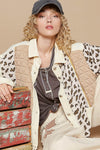 Explore More Collection - POL Leopard Exposed Seam Button Up Quilted Jacket