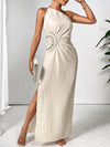 Explore More Collection - Slit One Shoulder Sleeveless Maxi Dress