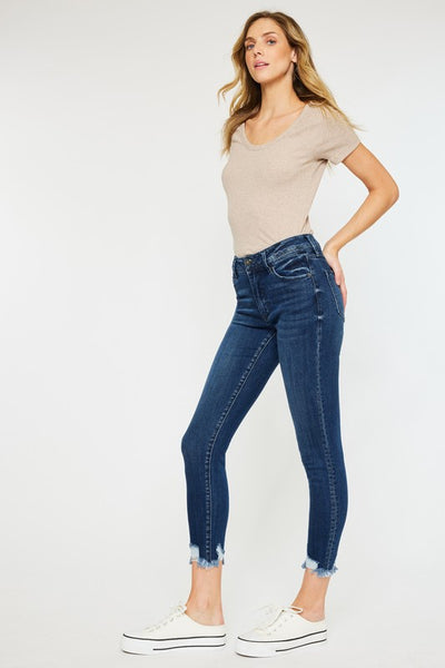 Explore More Collection - High Rise Hem Detail Ankle Skinny