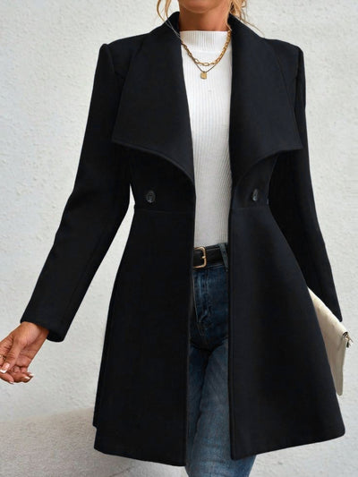 Explore More Collection - Collared Neck Button Up Long Sleeve Coat