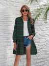 Explore More Collection - Ruffle Hem Plaid Button Down Long Sleeve Dress