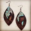Explore More Collection - Leather Oval Earrings with Turq. Laredo Accent
