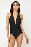 Explore More Collection - Marina West Swim Twisted Plunge Halter One Piece Swimsuit