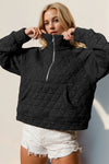 Explore More Collection - Double Take Half Zip Long Sleeve Quilted Sweatshirt with Pocket