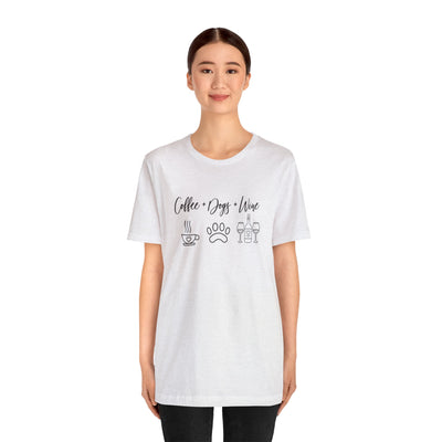 Explore More Collection - Coffee Dogs Wine Unisex Jersey Short Sleeve Tee