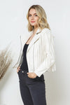 Explore More Collection - Faux Leather Moto Fringe Jacket