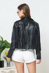 Explore More Collection - Faux Leather Moto Fringe Jacket