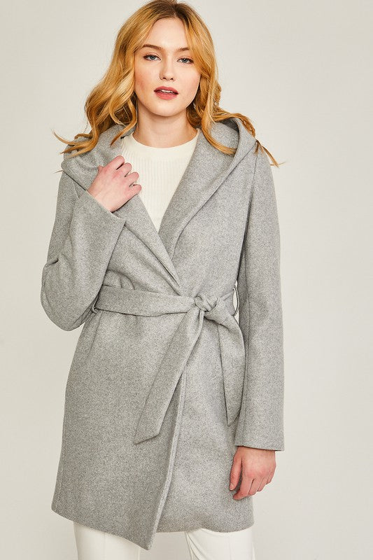 Explore More Collection - JQ Fleece Belted Hoodie Coat