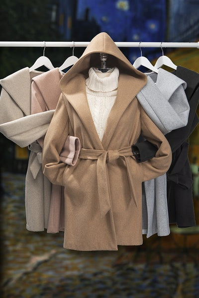 Explore More Collection - JQ Fleece Belted Hoodie Coat