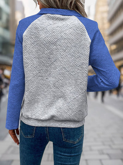 Explore More Collection - Contrast Textured Long Sleeve Sweatshirt