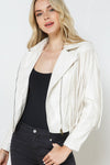 Explore More Collection - Faux Leather Moto Fringe Jacket