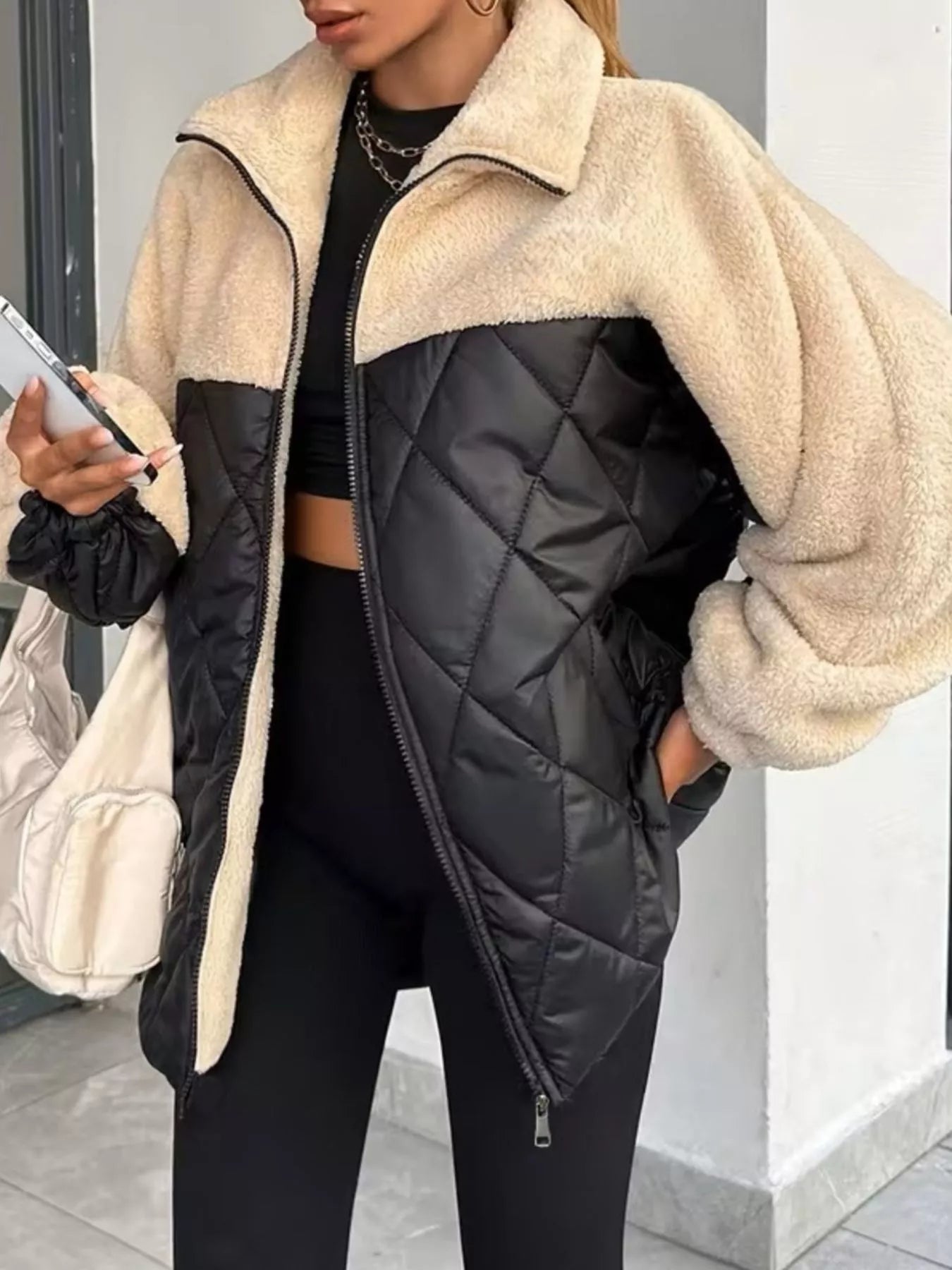 Color-Block Sherpa and Quilted Puffer Outerwear