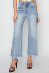 Explore More Collection - RISEN High Rise Crop Wide Fray Hem Jeans