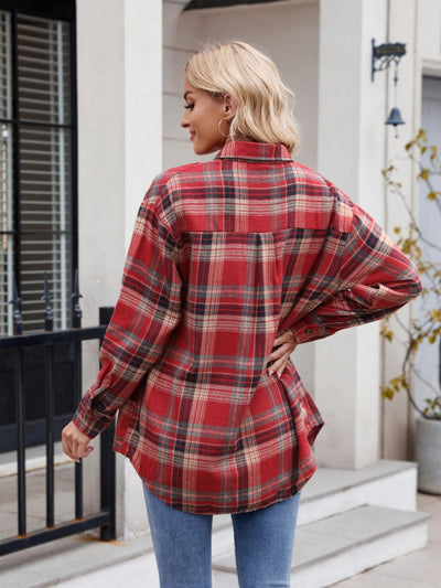 Explore More Collection - Plaid Button Up Long Sleeve Shirt