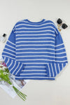 Explore More Collection - Striped Round Neck Dropped Shoulder Sweater