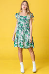 Explore More Collection - Plus Tropical Flutter Sleeve Tiered Midi Dress