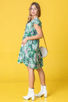 Explore More Collection - Plus Tropical Flutter Sleeve Tiered Midi Dress