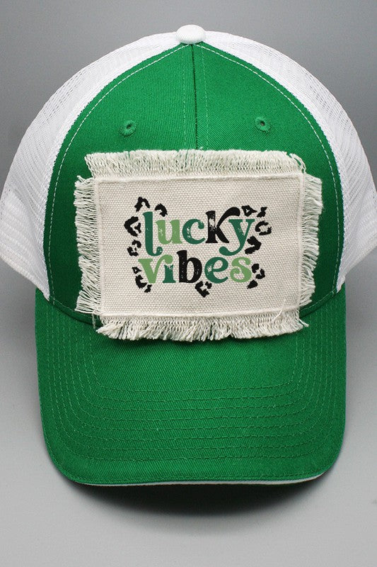 Explore More Collection - Green Black Lucky Vibes Patch Trucker Hat