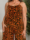 Explore More Collection - Full Size Leopard Scoop Neck Wide Leg Jumpsuit