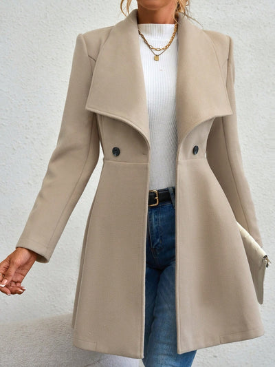 Explore More Collection - Collared Neck Button Up Long Sleeve Coat