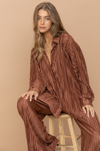 Explore More Collection - Pleated Blouse Pants Set