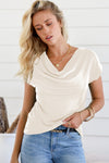 Explore More Collection - Cowl Neck Short Sleeve T-Shirt