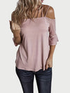 Explore More Collection - Full Size Cold Shoulder Three-Quarter Sleeve Blouse