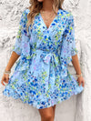 Explore More Collection - Ruffled Printed Surplice Half Sleeve Mini Dress