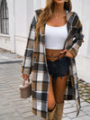 Explore More Collection - Plaid Long Sleeve Hooded Coat