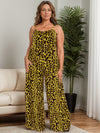 Explore More Collection - Full Size Leopard Scoop Neck Wide Leg Jumpsuit