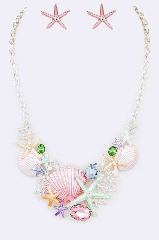 Explore More Collection - Sea Life Enamel Statement Necklace Set