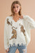Explore More Collection - Frayed Edge Sequin Tiger Sweater
