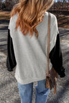 Explore More Collection - Contrast Round Neck Long Sleeve Sweatshirt