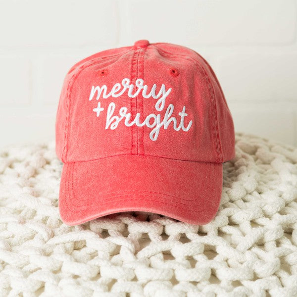 Explore More Collection - Embroidered Merry And Bright Cursive Canvas Hat