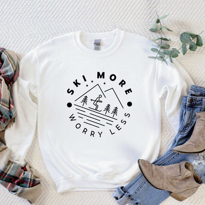 Explore More Collection - Ski More Worry Less Graphic Sweatshirt