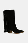 Beast Fashion Suede Fringe Point Toe Boots