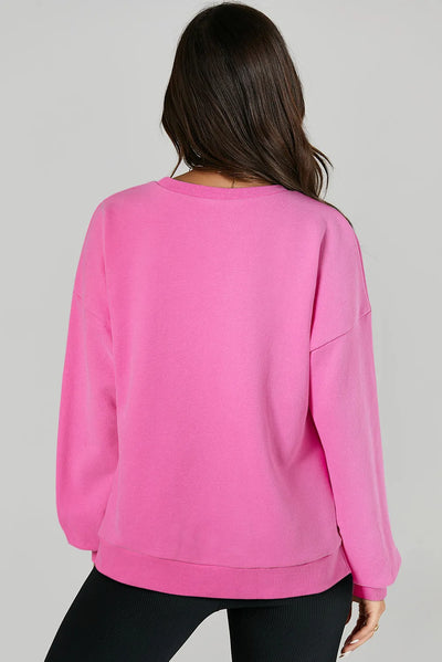 Explore More Collection - High-Low Round Neck Long Sleeve Sweatshirt