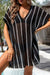 Explore More Collection - Slit Openwork Striped V-Neck Cover-Up