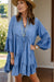 Explore More Collection - Notched Flare Sleeve Denim Dress