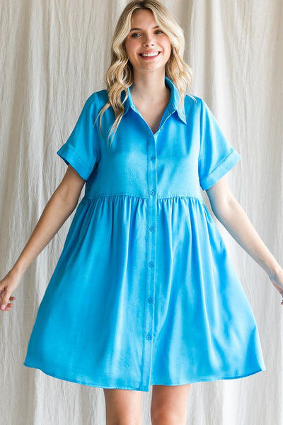 Hannah - A Button Down Cap Sleeve Mini Dress