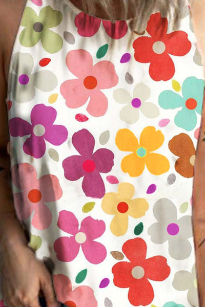 Explore More Collection - Flower Printed Round Neck Tank