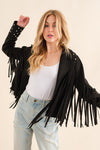 Explore More Collection - Studded Fringe Open Western Jacket
