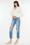 Explore More Collection - Kancan Distressed Frayed Hem Cropped Jeans