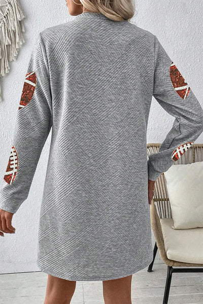 Explore More Collection - Sequin Football Long Sleeve Mini Dress